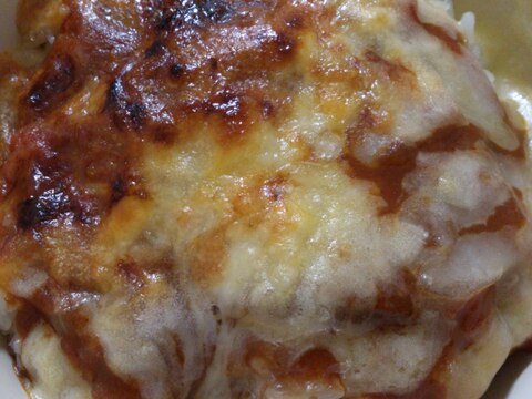 余りもののハヤシライスで☆チーズハヤシドリア